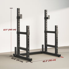 Adjustable Squat Rack, 660 lbs Multi-Function Barbell Rack for Weight Lifting and Home Gym Strength Training, Black