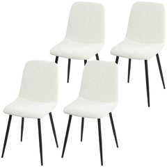 Dining Chairs Set of 4, Upholstered Dining Room Chairs with Steel Legs, Modern Kitchen Chair for Dining Room, Black