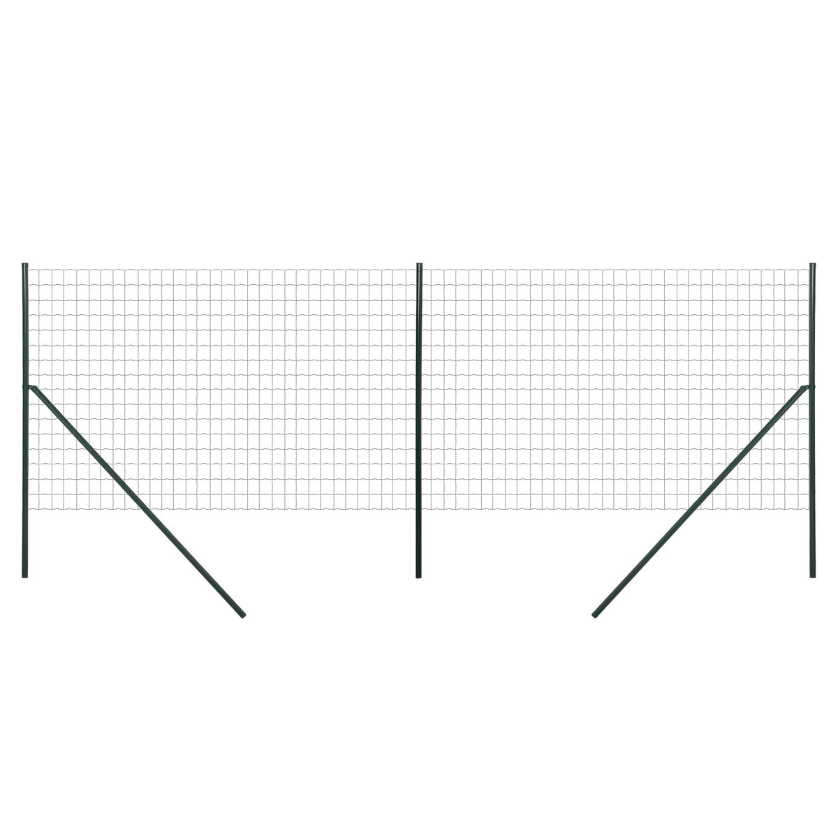 Garden Fence Barrier, Welded Fence Roll, Includes Posts & Support Braces, Green Plastic-Coated Steel