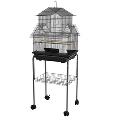 25" Bird Cage with Perch, Swing, Food Container, Slide-out Tray, Handle, Parrot Cage for Finches, Canaries, Budgies