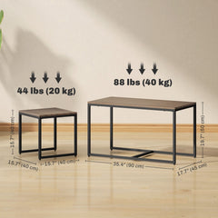 Nesting Coffee Table Set of 3, Modern End Tables with Black Metal Frame for Living Room Home Furniture, Natural
