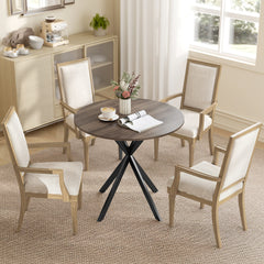 31.5" Industrial Round Dining Table - White Oak