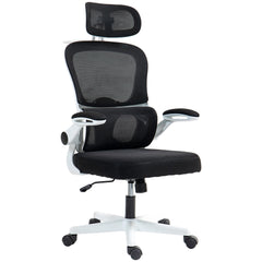 Mesh Office Chair, Ergonomic Desk Chair with Flip-up Armrest, Rotatable Headrest, Adjustable Lumbar Support, Pink