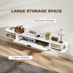 47" Floating TV Stand for TVs up to 50 Inch, Wall Mounted Media Console with Flip Drawer and 2 Open Shelves, Walnut