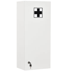 Wall Mount Medicine Cabinet, 5-tier Lockable Bathroom Cabinet with 2 Keys and Adjustable Shelves, White
