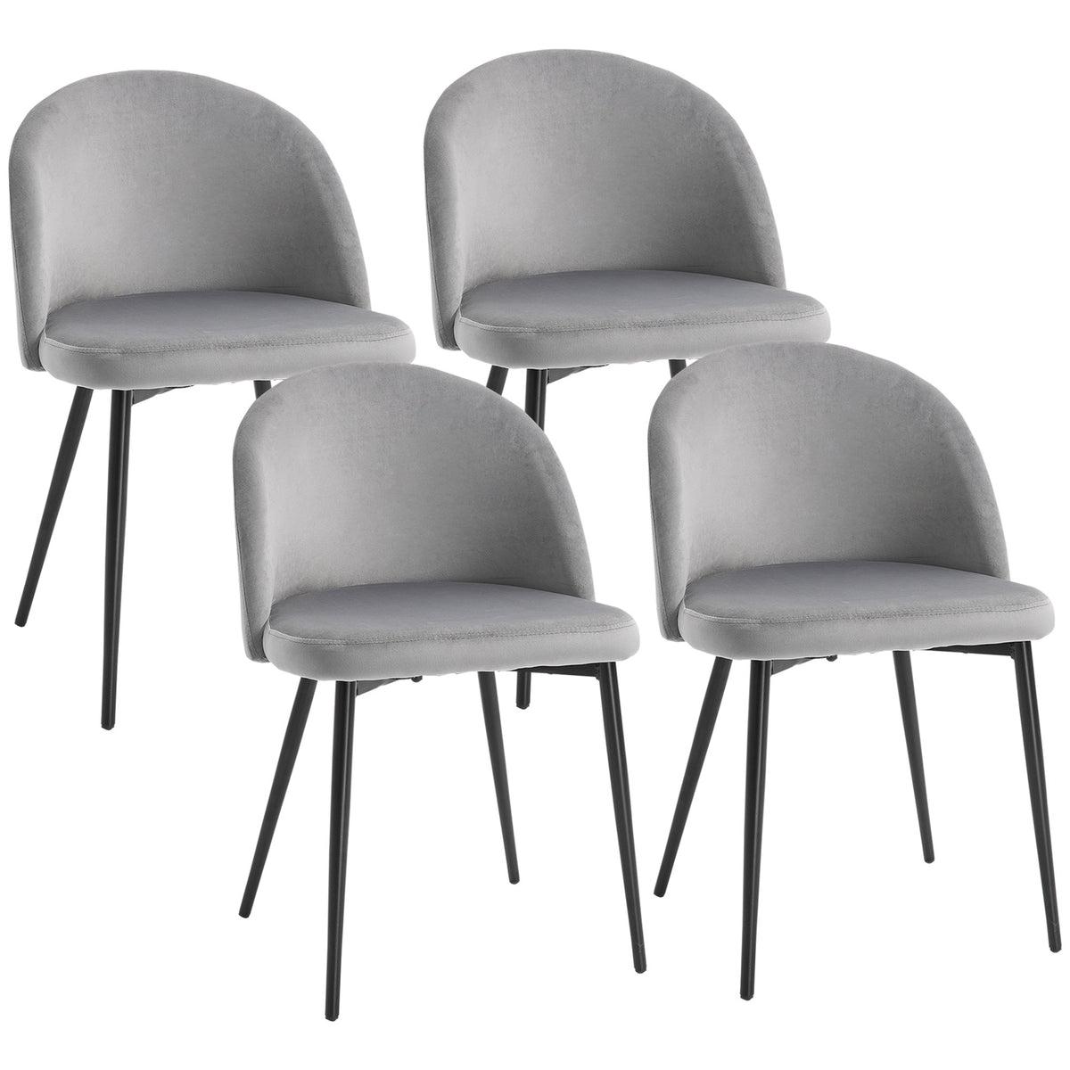Modern Dining Chairs, Mid-Back Velvet-touch Upholstery Side Chair, Table Chair for Living Room, Dining Room, Grey, Set of 4