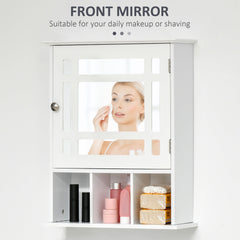 Bathroom Cabinet Wall Mount with Mirror Door 3 Shelf Organizer for Bathroom, Kitchen, Bedroom, Grey