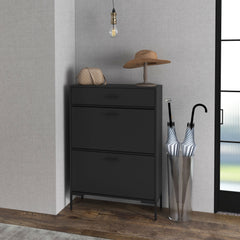 Modern Shoe Cabinet Storage 12 Pair Shoe Organizer with 2 Flip Doors Drawer and Adjustable Shelf White