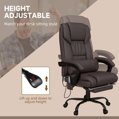 6-Point Vibration Massage Chair, Height Adjustable Reclining Computer Chair with Retractable Footrest, Black