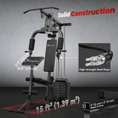 Home Gym Equipment Weight Training Machine, Multifunction Workout Machine with 143lbs Weight Stack for Full Body Workout and Strength Training, Black