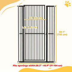 59" Extra Tall Cat Gate, 30"-41" Pet Gate with 2.8" and 5.5" Extensions, for Doorway, Hallway, Stairway, Black