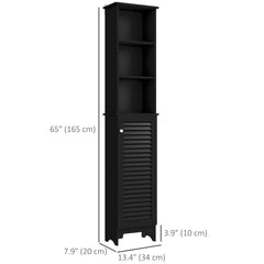 Tall Bathroom Storage Cabinet, Freestanding Linen Tower with 3-Tier Open Adjustable Shelf, White