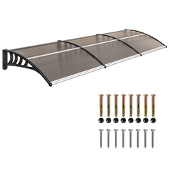 Window Awning Door Canopy, Polycarbonate Front Door Outdoor Patio Cover, Sun Shelter, Hollow Sheet for UV, Rain, Snow and Sunlight Protection, Brown, 40" x 80"