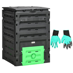 Compost Bin, Garden Composter with 80 Vents and 2 Doors, 120 Gallon (450L), Brown