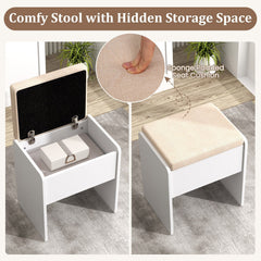 Vanity Set with Mirror and 3 Lighting Modes and Adjustable Brightness-White