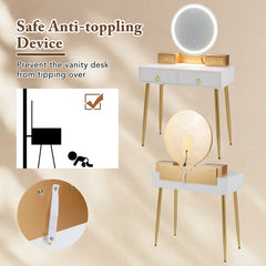 Vanity Table Set with Mirror-White