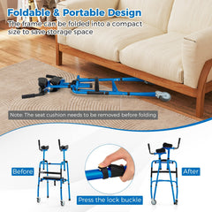 Versatile Rolling Walker for Rehabilitation Training-Navy