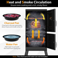 Vertical 2-tier Outdoor Barbeque Grill with Temperature Gauge