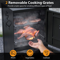 Vertical 2-tier Outdoor Barbeque Grill with Temperature Gauge