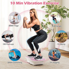 Vibration Plate Exercise Machine for Lymphatic Drainage and Weight Loss with 10 Speed Intensities-White