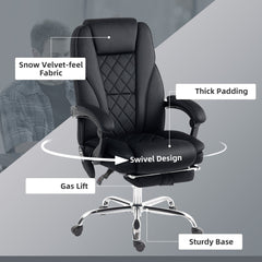 Massage Office Chair, Reclining Computer Chair with Adjustable Height and Footrest, Black