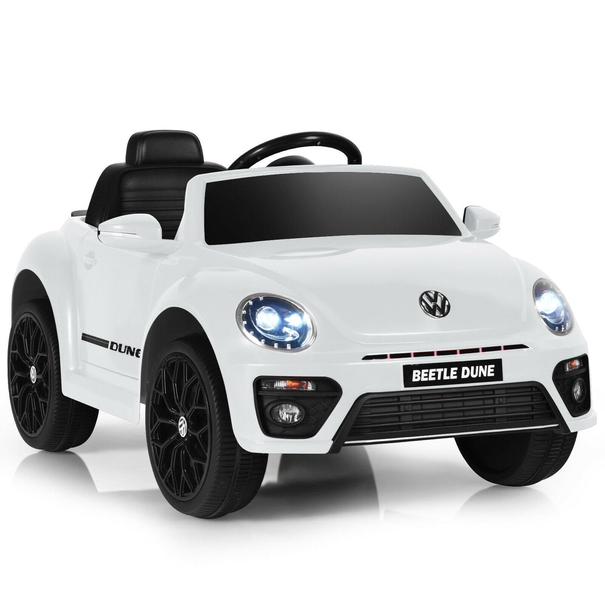 12V Licensed Volkswagen Beetle Kids Ride On Car with FM Radio, USB and Slow Start, White