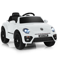 12V Licensed Volkswagen Beetle Kids Ride On Car with FM Radio, USB and Slow Start, White