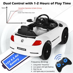 12V Licensed Volkswagen Beetle Kids Ride On Car with FM Radio, USB and Slow Start, White