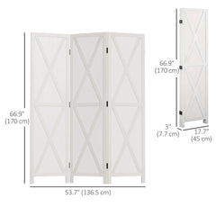 4-panel Wall Partition Farmhouse Room Separator with Foldable Design Wooden Frame 5.6FT, Walnut