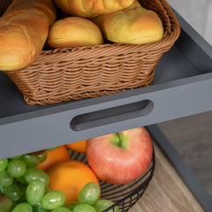 Kitchen Island Rolling Trolley Utility Serving Cart with Drawer Grey