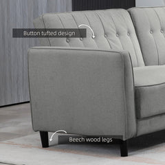Convertible Bed with Couch, Button Tufted Fabric Sofa Bed with Adjustable Back for Living Room, Charcoal Grey