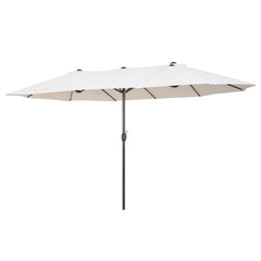 15ft Double-Sided Patio Umbrella Rectangular Parasol Sun Shelter Canopy Shade UV Protection w/ Hand Crank