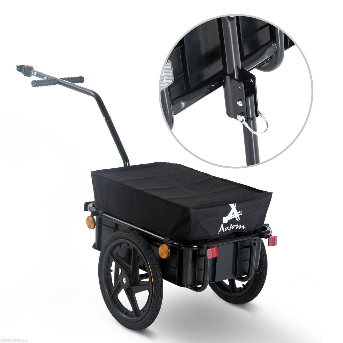 Bicycle Cargo Trailer 16 inch Air Wheel Wagon Trailer with Suitcase Large Capacity Enclosed Stroller Wagon - Black