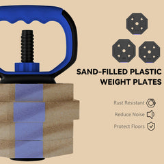 6-in-1 Adjustable Dumbbell Set, Used as Kettlebell, Barbell, Dumbbell, Push-Up Stand, 44lbs Free Weights Set, Blue