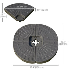 4-Piece Cantilever Offset Patio Umbrella Circular Base Stand w/Carry Handles, Water & Sand Filled