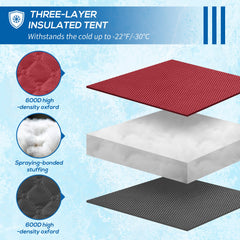 4 Person Insulated Ice Fishing Shelter, Pop-Up Portable Ice Fishing Tent with Carry Bag and Two Doors for -22℉, Black