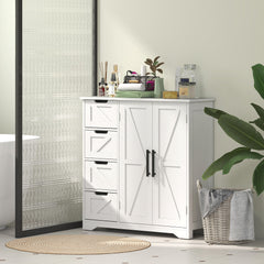 Bathroom Floor Cabinet, Farmhouse Bathroom Storage Cabinet with Adjustable Shelf, Black