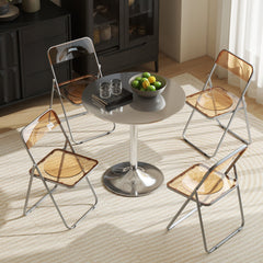 4 Pack Acrylic Foldable Chairs, Transparent Folding Chairs for Living Room, Home Office, Party, Clear
