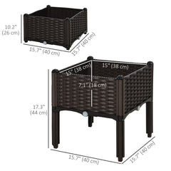1 Piece Raised Garden Bed PP Raised Flower Bed Vegetable Herb Grow Box Stand Brown