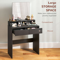 Makeup Vanity Desk with Mirror, for Bedroom, Modern Dressing Table with Drawers, Compartments, Black