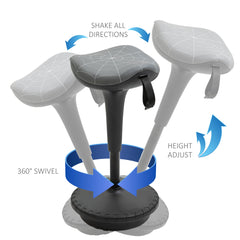 Backless Wobble Stool Chair, Standing Desk Chair, Adjustable Learning Stool for Office Desks, with Rocking Motion, Brown