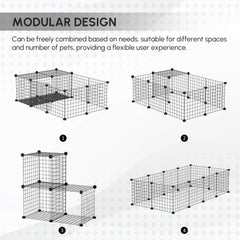 Small Animal Cage with 16 Panels, Portable Metal Wire Pet Fence with Door, Non-slip Feet for Bunny Guinea Pig