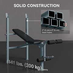 Incline Decline Weight Bench with Leg Extension and Barbell Rack, Adjustable Bench Press Weight Lifting Bench
