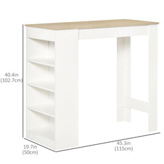 Bar Table, High Top Pub Table with 4 Storage Shelves, Modern Bar Height Table for Home Bar, Kitchen, Grey