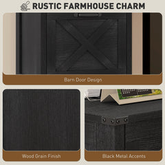 Vertical Filing Cabinet with 2 Drawers, Rustic Farmhouse Office Storage Cabinet for A4, Letter Size, Distressed Black