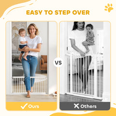 26"-37" Dog Gate, Adjustable Pet Gate, Fits 10" Tall with 2 Extension, Pressure Mount Kit for Stairs and Doorways, Black