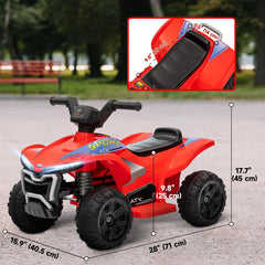 Kids ATV, 6V Battery Powered Electric Vehicle with Headlights, Music, Forward/Reverse Switch for 18-36 Months, Red