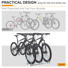 3-Bike Bicycle Floor Parking Rack Cycling Storage Stand Ground Mount Garage Organizer for Indoor and Outdoor Use Black