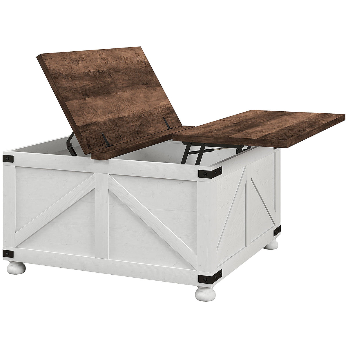 Coffee Table with Lift Top, 32" Farmhouse Center Table with Hidden Compartment for Living Room, Antique White