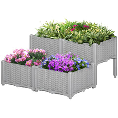 1 Piece Raised Garden Bed PP Raised Flower Bed Vegetable Herb Grow Box Stand Brown